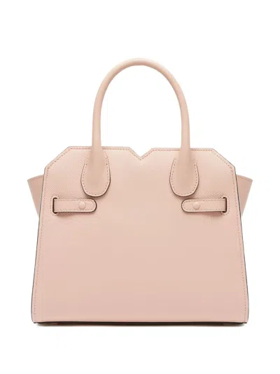 Valextra Structured Top Handle Shoulder Bag Metal Hardware In Pink