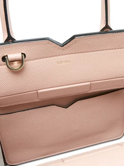 Valextra Structured Top Handle Shoulder Bag Metal Hardware In Pink