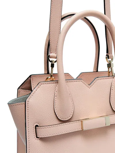 Valextra Structured Top Handle Shoulder Bag Metal Hardware In Pink