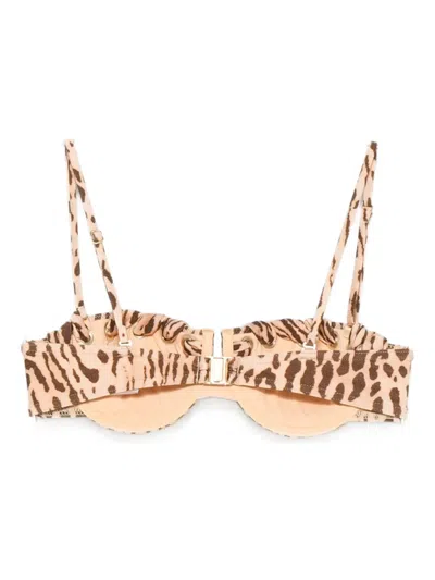 Zimmermann Leopard-print Bikini Top In Brown