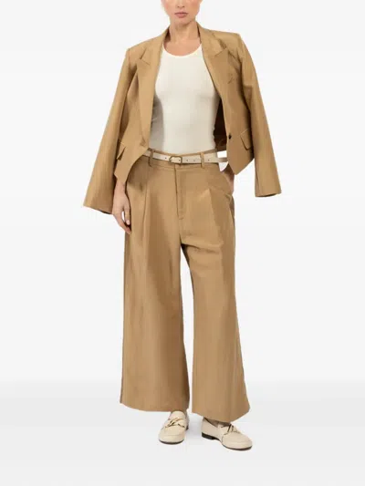 Smythe Pleated Side-stripe Trousers In Neutral