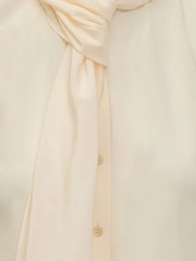 Alberta Ferretti Beige Solid Shawl Neck Top In Neutral