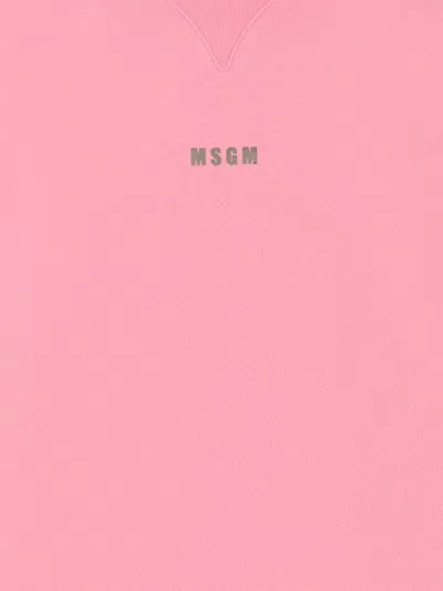 Msgm Mock-neck Cotton Sweatshirt In Pink