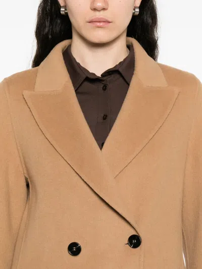 Ermanno Firenze Double-breasted Coat In Brown