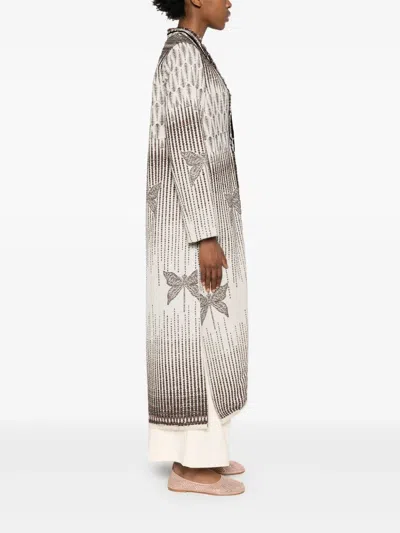 Forte Forte Textured Longline Coat Featuring Side Slits In Neutral