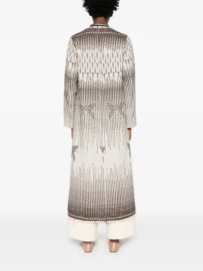 Forte Forte Textured Longline Coat Featuring Side Slits In Neutral