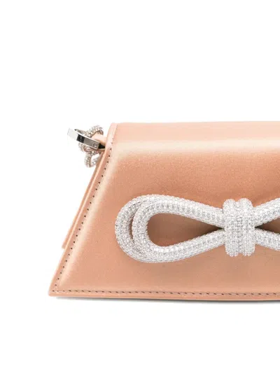 Mach&mach Samantha Double Bow Satin Shoulder Bag In Brown