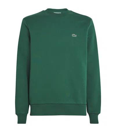 Lacoste Green Brushed Cotton Sweatshirt In Green