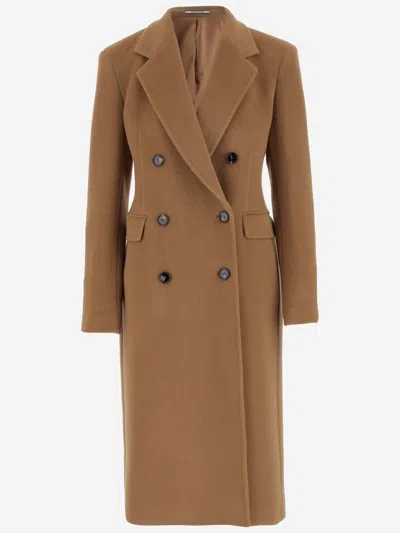 Tagliatore 'meryl' Double-breasted Coat In Brown