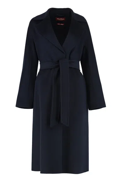 Max Mara Studio Cles Wool And Cashmere Coat In Blue