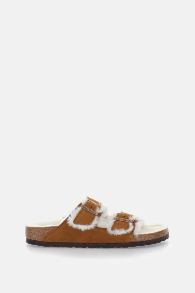 Birkenstock Arizona Shearling Sandal In Brown