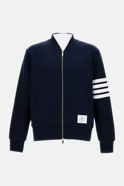 Thom Browne Zip-up Sweatshirt In Blue