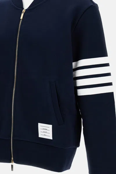 Thom Browne Zip-up Sweatshirt In Blue