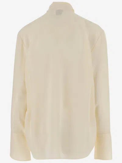 Sa Su Phi Ivory Silk Shirt With Front Bow In Neutral
