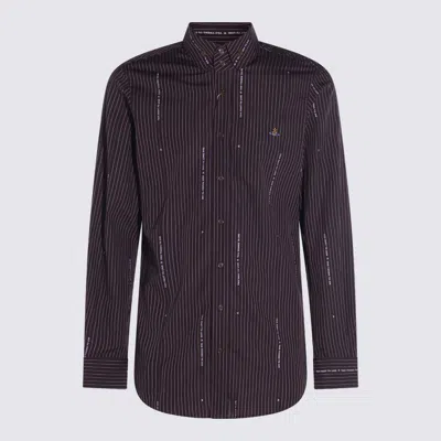 Vivienne Westwood Striped Pattern Button-down Collar Long Sleeves Shirt In Brown