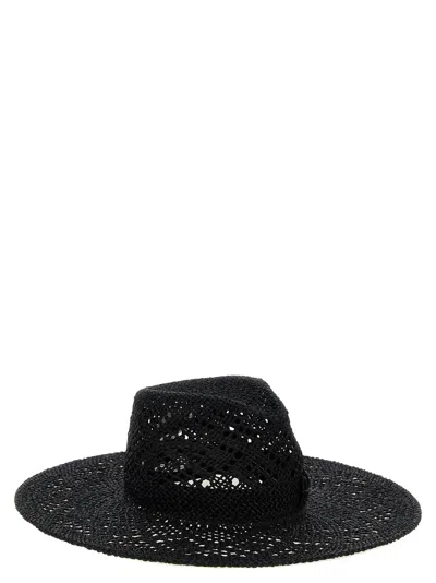 Ruslan Baginskiy Woven Raffia Fedora Hat In Black