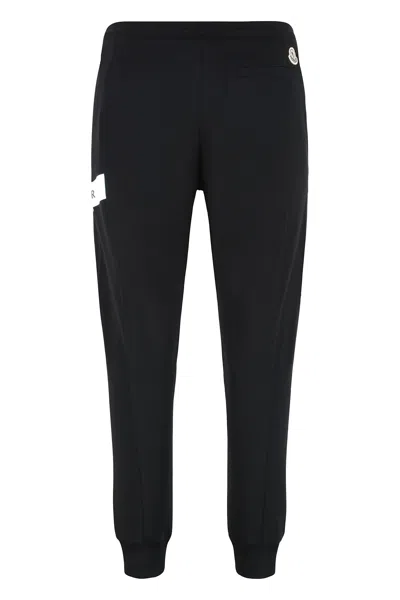 Moncler Cotton Track-pants With Side Stripe Detail In Black