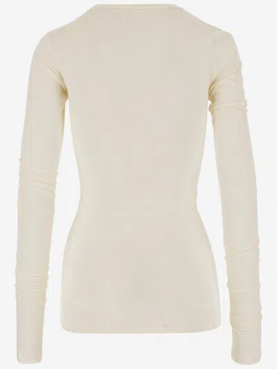 Darkpark Fitted Cotton Sweater With Crew Neck In Neutral