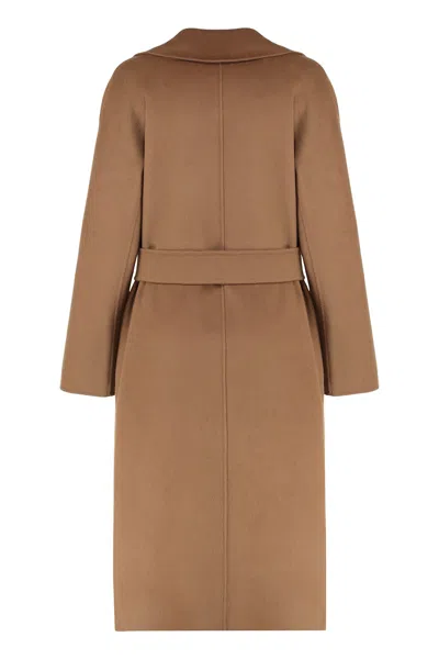 Max Mara Hazelnut Robe Coat In Cashmere Wool And Silk In Brown