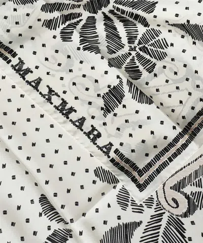 Max Mara Printed Silk Scarf In Gray