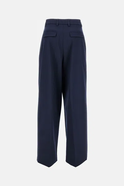 The Latest Thelatest Midnight Blue Wool Blend Trousers In Blue
