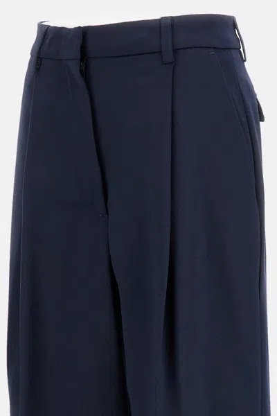 The Latest Thelatest Midnight Blue Wool Blend Trousers In Blue