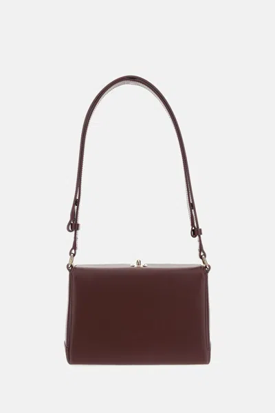 Plan C Maroon Leather Small Shoulder Bag In Red