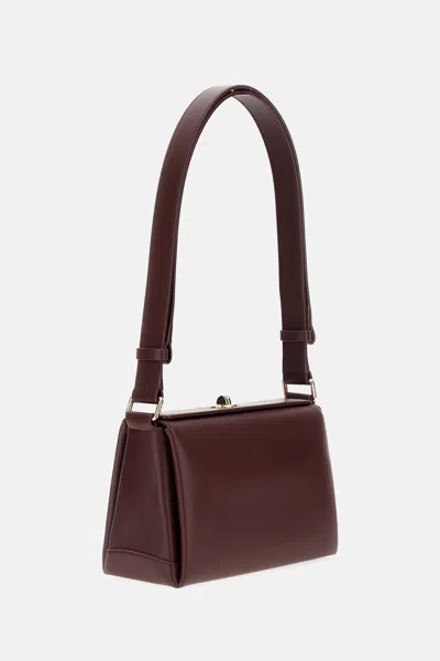 Plan C Maroon Leather Small Shoulder Bag In Red