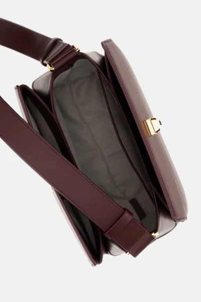 Plan C Maroon Leather Small Shoulder Bag In Red