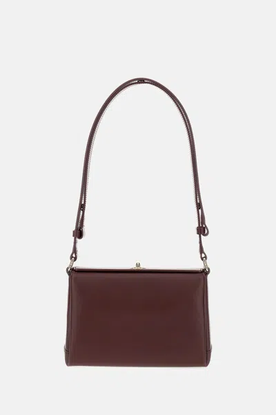Plan C Maroon Leather Small Shoulder Bag In Red