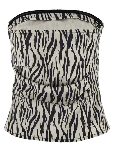 Rotate Birger Christensen 'zebra Print' Strapless Top In Black