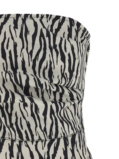 Rotate Birger Christensen 'zebra Print' Strapless Top In Black