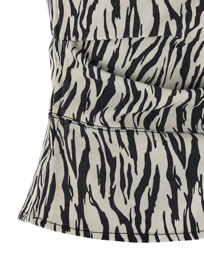 Rotate Birger Christensen 'zebra Print' Strapless Top In Black