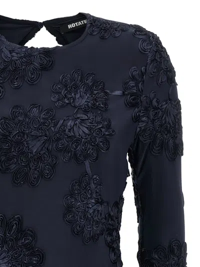 Rotate Birger Christensen Rotate Tulle Dress With All-over Rose Details In Blue