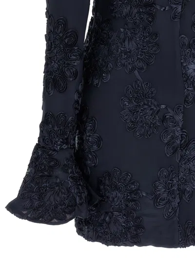 Rotate Birger Christensen Rotate Tulle Dress With All-over Rose Details In Blue