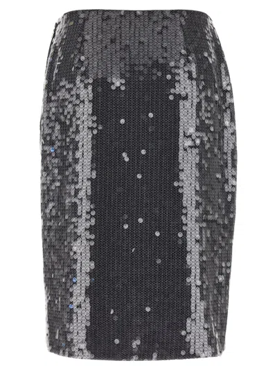 Rotate Birger Christensen Rotate Fitted Grey Skirt With Shimmering Sequin Design In Blue