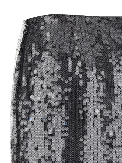 Rotate Birger Christensen Rotate Fitted Grey Skirt With Shimmering Sequin Design In Blue