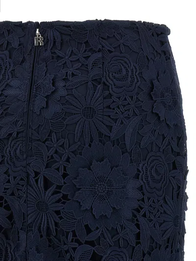 Rotate Birger Christensen Blue Skirt With Semi Transparent Design And Floral Decorations In Fabric Woman In Blue