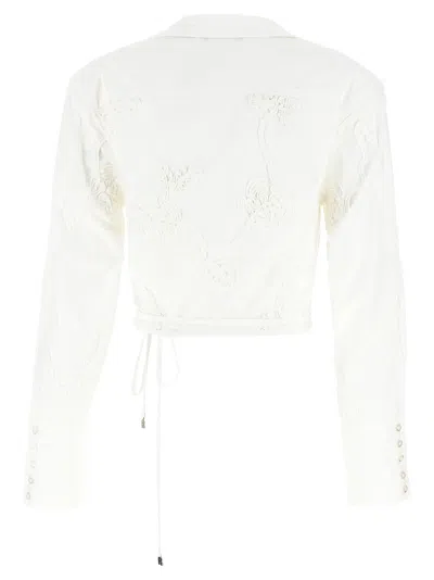 Rotate Birger Christensen Rotate Birgerchristensen Wraparound Shirt Top In White