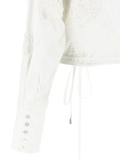 Rotate Birger Christensen Rotate Birgerchristensen Wraparound Shirt Top In White