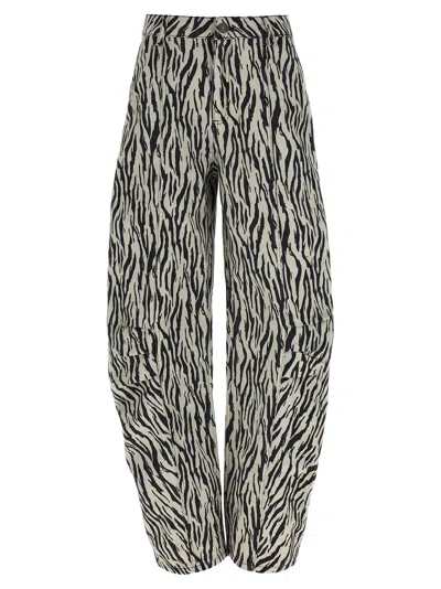 Rotate Birger Christensen Zebra Print Cargo Trousers With Back Pockets In Multi