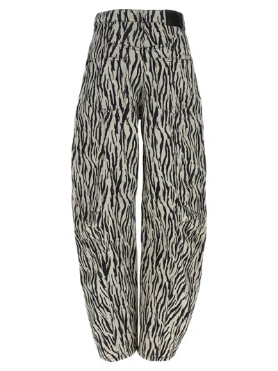 Rotate Birger Christensen Zebra Print Cargo Trousers With Back Pockets In Multi