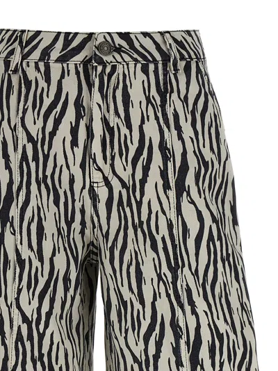 Rotate Birger Christensen Zebra Print Cargo Trousers With Back Pockets In Multi