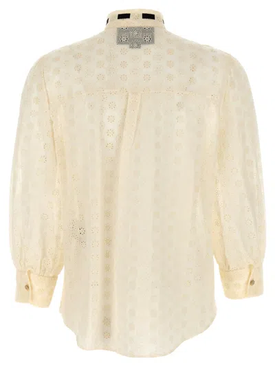 Valentino Sangallo Embroidered Shirt With Bow Detail In Neutral