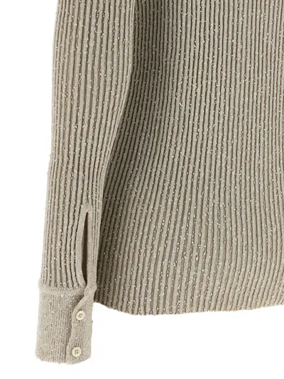 Magda Butrym Ribbed Texture Knitwear Cardigan With Cuff Buttons In Gray