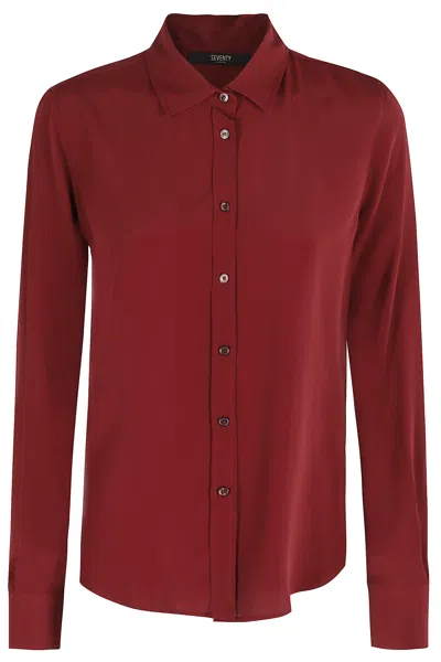 Seventy Bordeaux Long-sleeved Shirt With Regular Collar In Burgundy