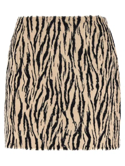 Rotate Birger Christensen Rotate Animal Print Textured Skirt With Form-fitting Design In Multi
