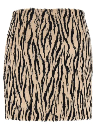 Rotate Birger Christensen Rotate Animal Print Textured Skirt With Form-fitting Design In Multi