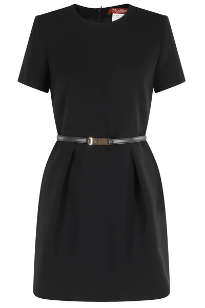 Max Mara Kefalos Cady Belted Minidress In Black