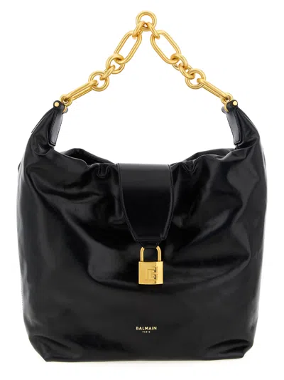 Balmain 'chain Strap Padlock Detail' Shoulder Bag In Black